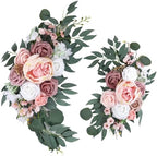 2 Pcs Wedding Arch Flowers Set, Large 23.6 in & Small 15.7 in Artificial Floral Swag for Outdoor Wedding