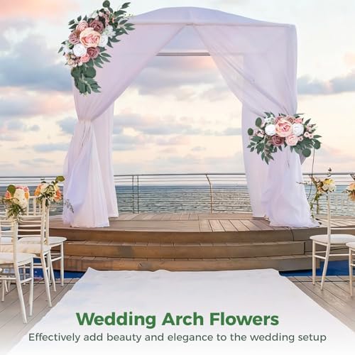 2 Pcs Wedding Arch Flowers Set, Large 23.6 in & Small 15.7 in Artificial Floral Swag for Outdoor Wedding, alternate view 3