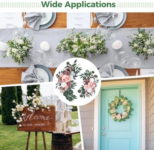 2 Pcs Wedding Arch Flowers Set, Large 23.6 in & Small 15.7 in Artificial Floral Swag for Outdoor Wedding, alternate view 5