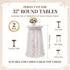 2 Pcs White Cocktail Table Covers with Lace Skirts 32 x 43 Inch in 32 x 43 Inch, alternate view 3