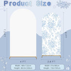 2 Pcs White Floral Arch Covers Backdrop 7.2ft 6ft Stretchy Fabric Covers for Ripples Wedding Bridal Shower Baby, alternate
