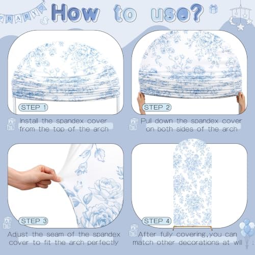 2 Pcs White Floral Arch Covers Backdrop 7.2ft 6ft Stretchy Fabric Covers for Ripples Wedding Bridal Shower Baby, alternate