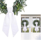 2 Pcs White Rolled Edge Wreath Sash Ties,4.5"*55.1