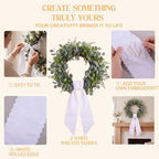 2 Pcs White Rolled Edge Wreath Sash Ties,4.5"*55.1, alternate view 4