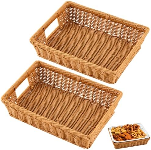 2 Pcs Wicker Serving Baskets for 9x13 Inch Foil Pans, Brown in 9x13 Inch in Brown