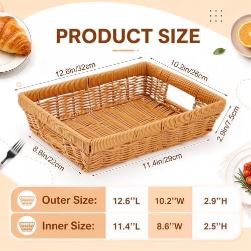 2 Pcs Wicker Serving Baskets for 9x13 Inch Foil Pans, Brown in 9x13 Inch in Brown, alternate view 3