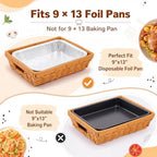 2 Pcs Wicker Serving Baskets for 9x13 Inch Foil Pans, Brown in 9x13 Inch in Brown, alternate view 4