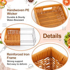 2 Pcs Wicker Serving Baskets for 9x13 Inch Foil Pans, Brown in 9x13 Inch in Brown, alternate view 6