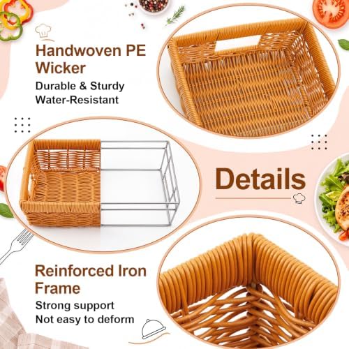 2 Pcs Wicker Serving Baskets for 9x13 Inch Foil Pans, Brown in 9x13 Inch in Brown, alternate view 6