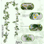 2 Pcs Wildflower Garland Spring Flowers Garland 12 FT Blue Artificial Daisy Flowers and Leaves Faux Floral Vine, alternate