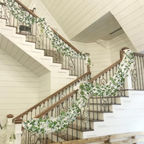 2 Pcs Wildflower Garland Spring Flowers Garland 12 FT Blue Artificial Daisy Flowers and Leaves Faux Floral Vine, alternate