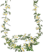 2 Pcs Wildflower Garland Spring Flowers Garland 12 FT White Artificial Daisy Flowers and Leaves Faux Floral Vine