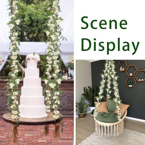 2 Pcs Wildflower Garland Spring Flowers Garland 12 FT White Artificial Daisy Flowers and Leaves Faux Floral Vine, alternate