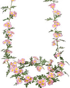 2 Pcs Wildflower Garland Spring Flowers Garland Pink Artificial Daisy Flowers and Leaves Faux Floral Vine for
