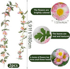 2 Pcs Wildflower Garland Spring Flowers Garland Pink Artificial Daisy Flowers and Leaves Faux Floral Vine for, alternate view