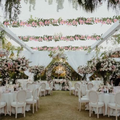 2 Pcs Wildflower Garland Spring Flowers Garland Pink Artificial Daisy Flowers and Leaves Faux Floral Vine for, alternate view
