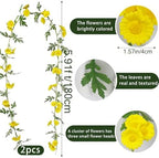 2 Pcs Wildflower Garland Spring Flowers Garland Yellow Artificial Daisy Flowers and Leaves Faux Floral Vine for, alternate