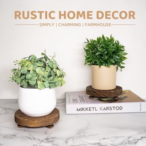 2 Pcs Wood Riser for Display Stand, 4.72inch Holder for Rustic Farmhouse Decor, Tiered Tray Decorations, Round, alternate