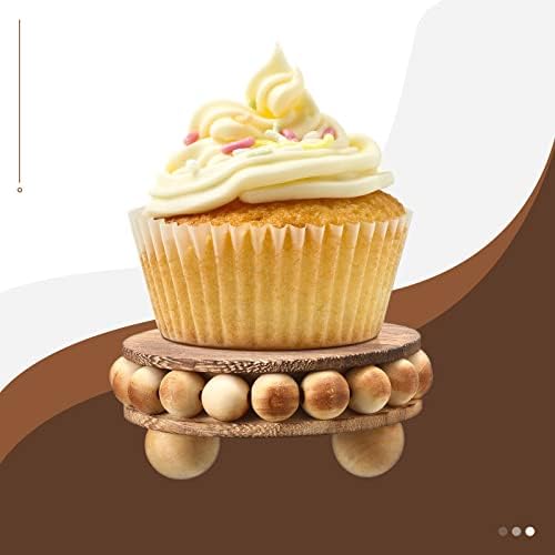 2 Pcs Wooden Risers for Displays Round Wood Riser Distressed Wood Risers Farmhouse Pedestal Display Stand Rustic, alternate
