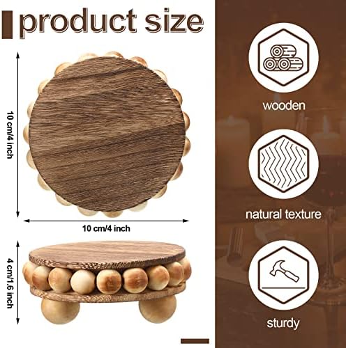 2 Pcs Wooden Risers for Displays Round Wood Riser Distressed Wood Risers Farmhouse Pedestal Display Stand Rustic, alternate