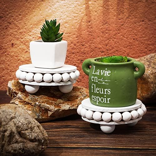 2 Pcs Wooden Risers for Displays Round Wood Riser Distressed Wood Risers Farmhouse Pedestal Display Stand Rustic, alternate