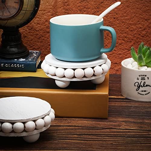 2 Pcs Wooden Risers for Displays Round Wood Riser Distressed Wood Risers Farmhouse Pedestal Display Stand Rustic, alternate