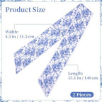 2 Pcs Wreath Sash Blue Floral Scalloped,4.5"*55.1", alternate view 2