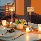 2 Piece Crystal Bowl Tealight Candelabra Votive Candle Stands, Wedding centerpieces for Tables Crystal, alternate view 2