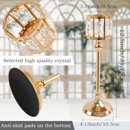 2 Piece Crystal Bowl Tealight Candelabra Votive Candle Stands, Wedding centerpieces for Tables Crystal, alternate view 4