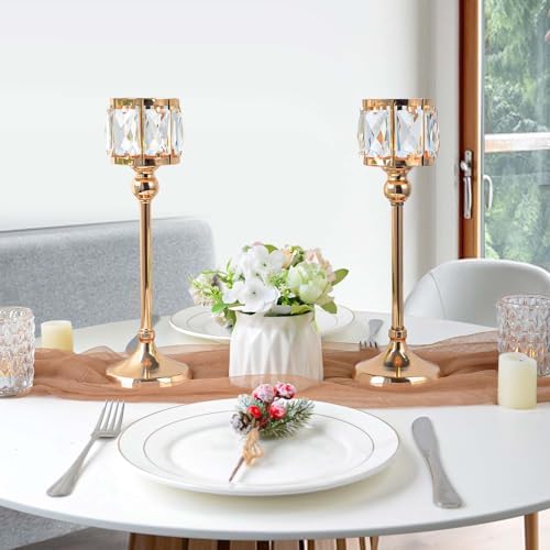 2 Piece Crystal Bowl Tealight Candelabra Votive Candle Stands, Wedding centerpieces for Tables Crystal, alternate view 6