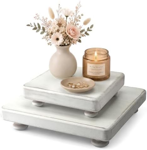 2-Piece Display Risers with Round Edge for Coffee Table, Whitewhsh in Whitewhsh