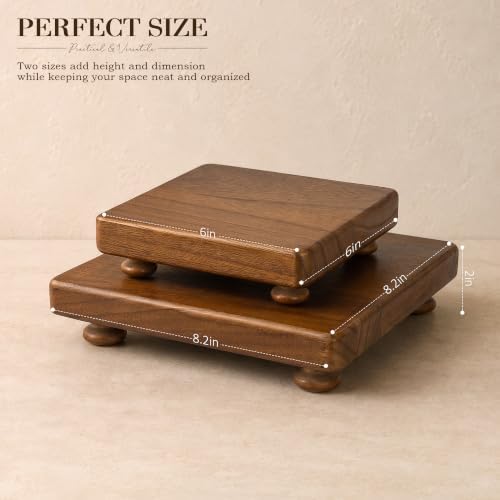 2-Piece Display Risers with Square Top for Home Decor, Brown in Brown, alternate view 2