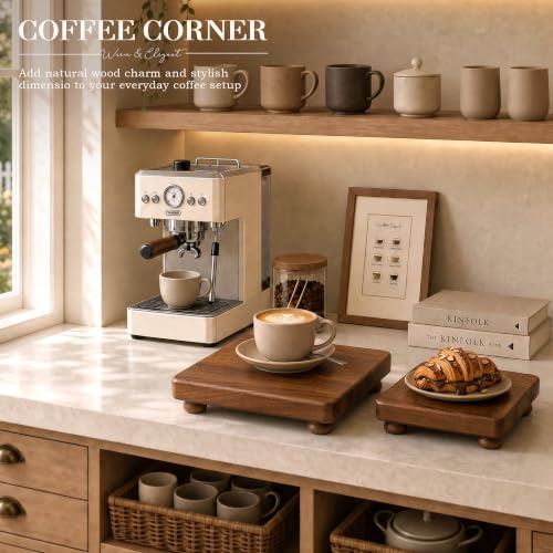 2-Piece Display Risers with Square Top for Home Decor, Brown in Brown, alternate view 3