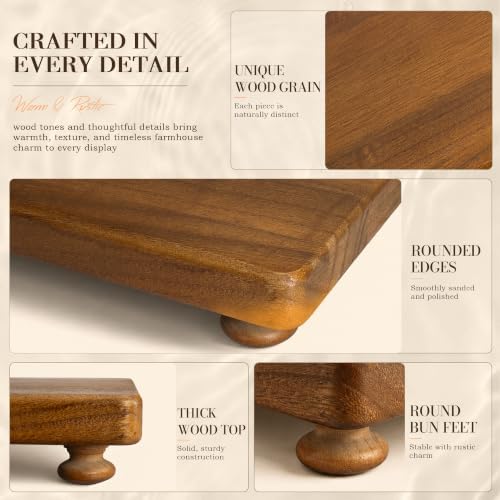 2-Piece Display Risers with Square Top for Home Decor, Brown in Brown, alternate view 6
