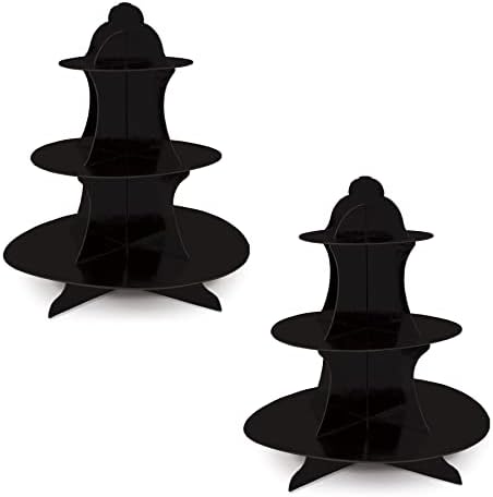 2 Piece Durable Boardstock 3-Tier Cupcake Stands for Birthday Parties, Wedding Reception Centerpieces, Halloween