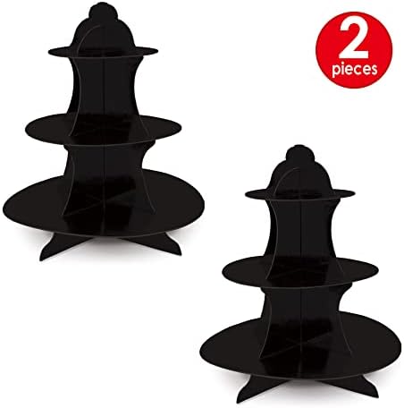 2 Piece Durable Boardstock 3-Tier Cupcake Stands for Birthday Parties, Wedding Reception Centerpieces, Halloween, alternate