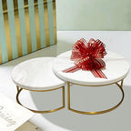 2-Piece Round Marble Cake Stand Set - 9.5 and 7.9 Inch Marble & Gold Dessert Display for Wedding, Party Decor in, alternate