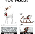 2-Piece Set Outdoor Lighted Reindeer with Sleigh Christmas Decors, alternate view 5
