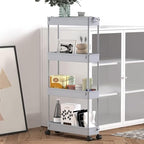 2-piece Set Slim Storage Cart 3 Tier, Bathroom Organizer Rolling Utility, Mobile Shelving Unit Slide Out for, alternate view