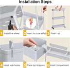 2-piece Set Slim Storage Cart 3 Tier, Bathroom Organizer Rolling Utility, Mobile Shelving Unit Slide Out for, alternate view