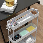 2-piece Set Slim Storage Cart 3 Tier, Bathroom Organizer Rolling Utility, Mobile Shelving Unit Slide Out for, alternate view