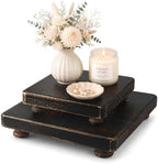 2-Piece Set Wood Display Risers for Coffee Table, Distressed Black in Distressed Black