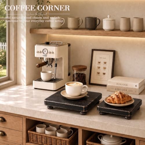 2-Piece Set Wood Display Risers for Coffee Table, Distressed Black in Distressed Black, alternate view 3