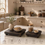 2-Piece Set Wood Display Risers for Coffee Table, Distressed Black in Distressed Black, alternate view 4