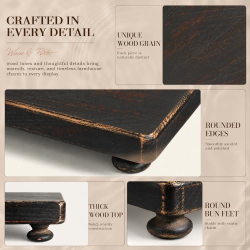 2-Piece Set Wood Display Risers for Coffee Table, Distressed Black in Distressed Black, alternate view 6