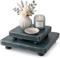 2-Piece Set Wood Display Risers with 4 legs for Coffee Table, Blue in Blue