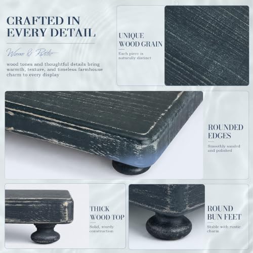 2-Piece Set Wood Display Risers with 4 legs for Coffee Table, Blue in Blue, alternate view 6