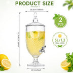 2 Pieces 1.3 Gallon Drink Dispensers for Parties Crystal Iced Beverage Dispenser with Stand and Spigot, Glass, alternate view