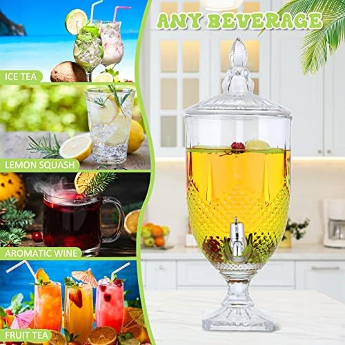 2 Pieces 1.3 Gallon Drink Dispensers for Parties Crystal Iced Beverage Dispenser with Stand and Spigot, Glass, alternate view