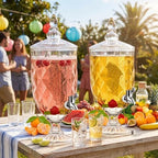 2 Pieces 1.3 Gallon Drink Dispensers for Parties Crystal Iced Beverage Dispenser with Stand and Spigot, Glass, alternate view